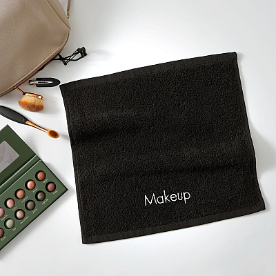 Hotel Cotton Makeup Washcloth 13x13 Black (6/pack), Pack Of 6 (P-MAKEUP-13X13)