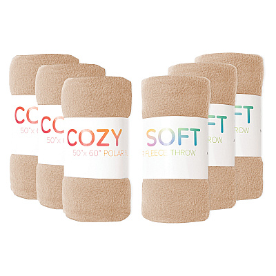 Cozy Soft Polar Fleece Throw 50x60 Beige (12pk), Case Of 12 (FLC-PLR-5060-BG-CS)