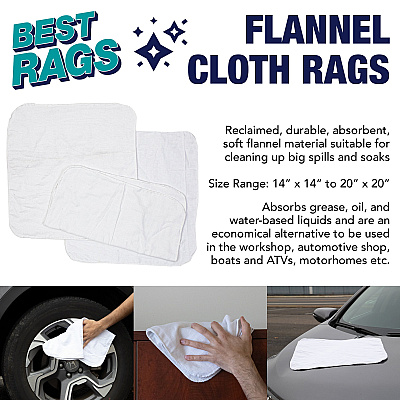 Rw80 Flannel Reclaimed Rags White 5lb Bag (R-W80-5B)