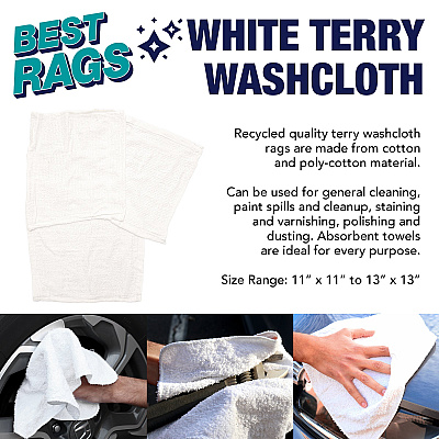 W11 Washcloth Size Terry Wipers White 10lb Bag (N-W11-10BG)