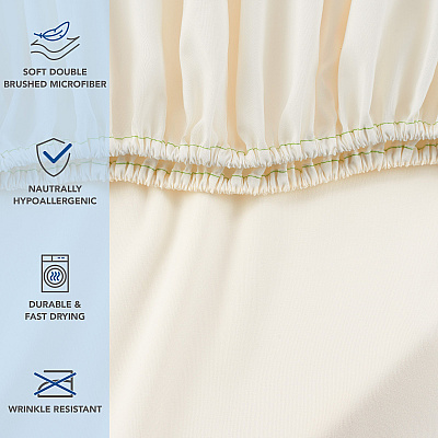 Host & Home Microfiber Fitted Sheets - King - Ivory W/ Green Hem, Pack Of 6 (P-MFS-788012-IV)