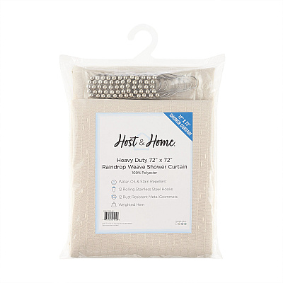 H&h Poly Shower Curtain Set 72x72 Raindrop Almond Milk, 1 Set (P-SCSET-7272-BG)
