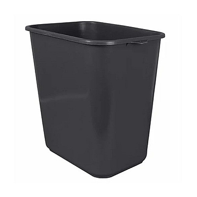 Rectangular Soft-sided Plastic Wastebasket, 28 Quart, No Pinchm Design, Seamless, Durable Molded Polyethylene, Gray, Case Of 12 (7702-3)