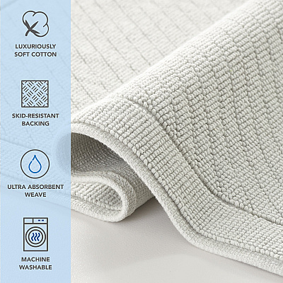 Cotton 2pc Bath Mat Set 17x24/20x32 Light Gray, Case Of 4 Sets (HH-BM-2PK-GY)