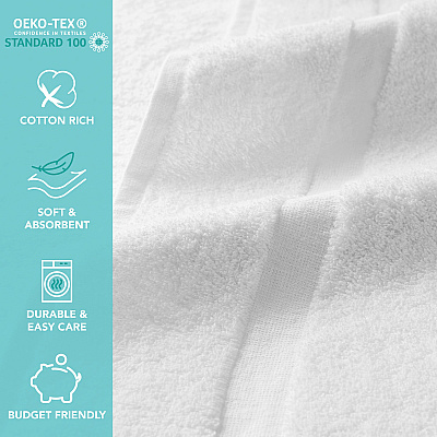 Admiral Hospitality Bath Towel 25x54 White, Pack Of 12 (P-ADM-BATH-13.5)
