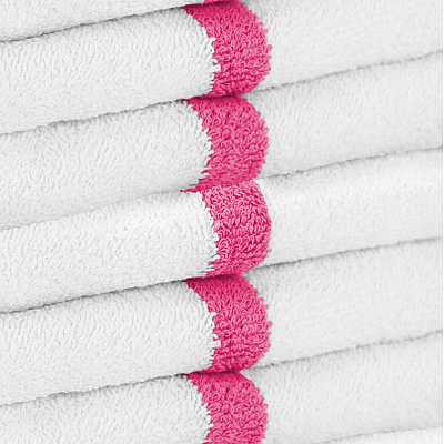 Power Gym Hand Towel 16x27 Pink Stripe, Case Of 120 (PWR-1627-3PKCS-CS)