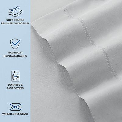 Host & Home Microfiber Pillowcase Standard Gray, Case Of 72 (MFP-2030-GY)