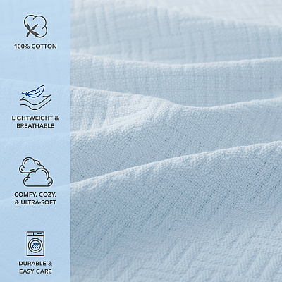 Host & Home Cotton Throw Blanket 50x70 Light Blue, 1 Blanket (P-THCOT-5070-LB)