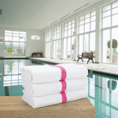 Power Gym Bath Towel 22x44 Pink Stripe, Pack Of 6 (PNP-PWR-2244-6PKCS)