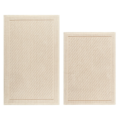 Cotton 2pc Bath Mat Set 17x24/20x32 Almond Milk, 2pc Set (P-HH-BM-2PK-BG)