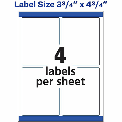 Avery Shipping Labels, Sure Feed, 3-3/4" x 4-3/4" , 100 Labels (AVE6878)