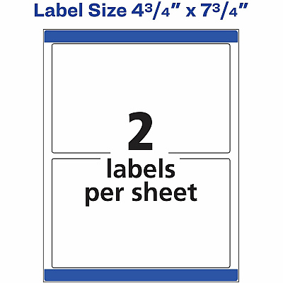 Avery Print to the Edge Shipping Labels, 4-3/4" x 7-3/4" , 50 Labels (AVE6876)