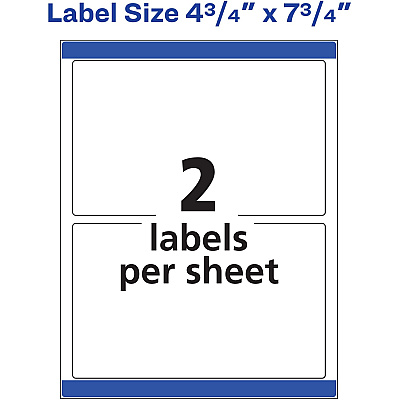 Avery Print to the Edge Shipping Labels, 4-3/4" x 7-3/4" , 50 Labels (AVE6876)