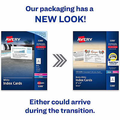 Avery Laser, Inkjet Printable Index Cards (AVE5388)