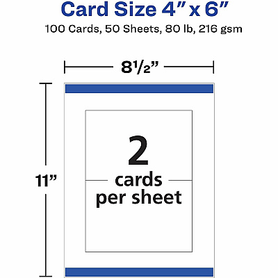 Avery(R) Printable Postcards with Sure Feed Technology, 4" x 6" , White, 100 Blank Postcards for Laser Printers (AVE5389)