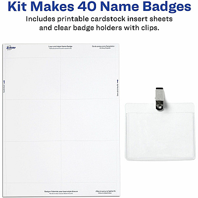 Avery Garment-Friendly Clip-Style Name Badges (AVE5384)