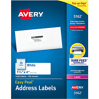 Avery Easy Peel Mailing Laser Labels (AVE5162)