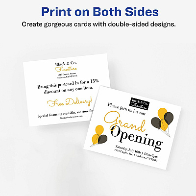 Avery(R) Printable Postcards, 4.25" x 5.5" , Matte White, 200 Blank Postcards for Inkjet Printers (AVE8387)