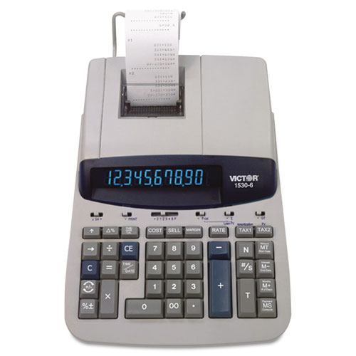 Victor 1530-6 Two-Color Ribbon Printing Calculator, Black/Red Print, 5 Lines/Sec