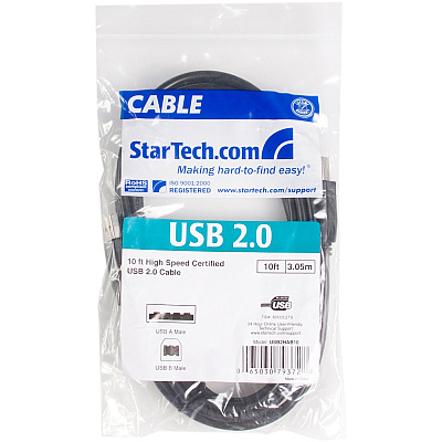 StarTech 10 Ft Usb 2.0 Certified A To B Cable - M/m (USB2HAB10)