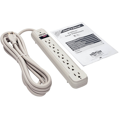 Tripp Lite Protect It! 7-Outlet Surge Protector, 12 ft. Cord, 1080 Joules, Diagnostic LED, Light Gray Housing (TLP712)
