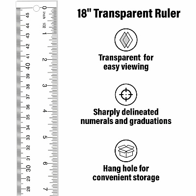 Westcott 18" Transparent Ruler (ACM10564)