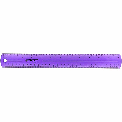 Westcott Transparent Jeweltone 12" Plastic Ruler (ACM12975)