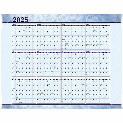 AT-A-GLANCE Slate Blue Desk Pad, 22 x 17, Blue Sheets, Clear Corners, 12-Month (Jan to Dec): 2026 (89701)