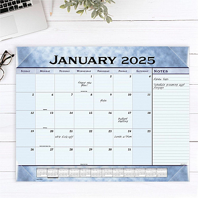 AT-A-GLANCE Slate Blue Desk Pad, 22 x 17, Blue Sheets, Clear Corners, 12-Month (Jan to Dec): 2026 (89701)