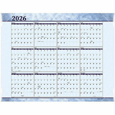 AT-A-GLANCE Slate Blue Desk Pad, 22 x 17, Blue Sheets, Clear Corners, 12-Month (Jan to Dec): 2026 (89701)