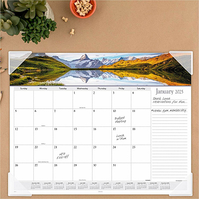 AT-A-GLANCE Landscape Panoramic Desk Pad, Landscapes Photography, 22 x 17, White Sheets, Clear Corners, 12-Month (Jan to Dec): 2026 (89802)