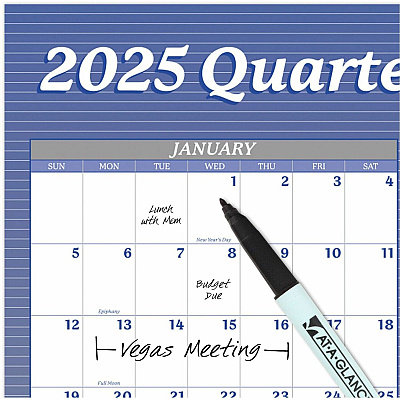 AT-A-GLANCE Vertical/Horizontal Erasable Quarterly/Monthly Wall Planner, 24 x 36, White/Blue Sheets, 12-Month (Jan to Dec): 2026 (A1102)