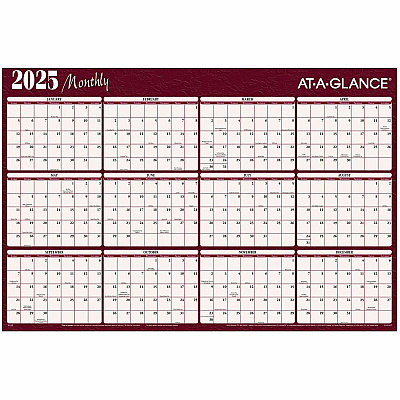 AT-A-GLANCE Reversible Horizontal Erasable Wall Planner, 48 x 32, Assorted Sheet Colors, 12-Month (Jan to Dec): 2026 (A152)