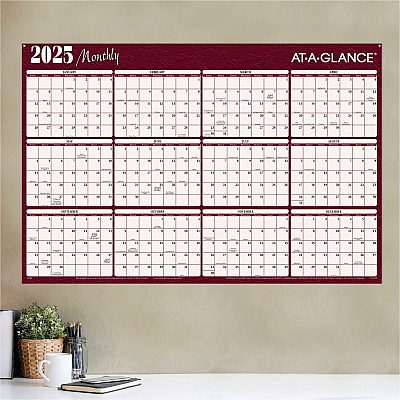 AT-A-GLANCE Reversible Horizontal Erasable Wall Planner, 48 x 32, Assorted Sheet Colors, 12-Month (Jan to Dec): 2026 (A152)