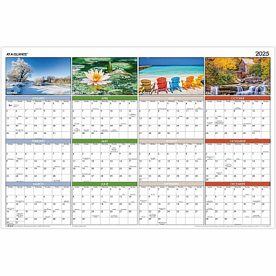 At-A-Glance Seasons in Bloom Horizontal Vertical Erasable Yearly Wall Calendar (PA133)