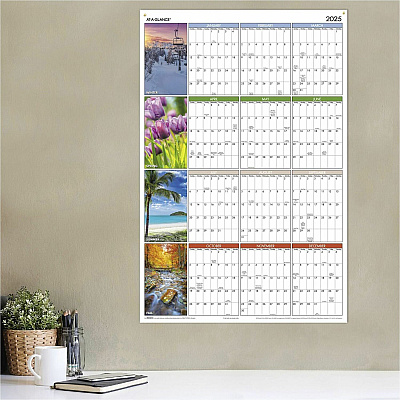 At-A-Glance Seasons in Bloom Horizontal Vertical Erasable Yearly Wall Calendar (PA133)