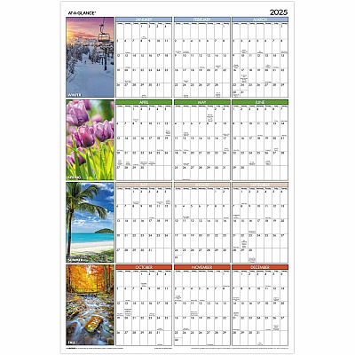 At-A-Glance Seasons in Bloom Horizontal Vertical Erasable Yearly Wall Calendar (PA133)