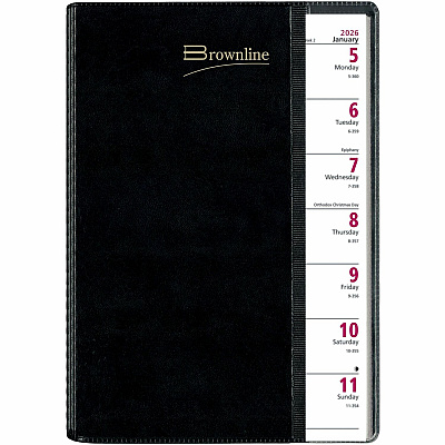 Brownline Pre-Vu Weekly Planner, Transparent Section, English, Black (CB920.BLK) (CB920BLK)