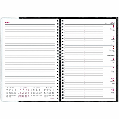 Brownline Pre-Vu Weekly Planner, Transparent Section, English, Black (CB920.BLK) (CB920BLK)