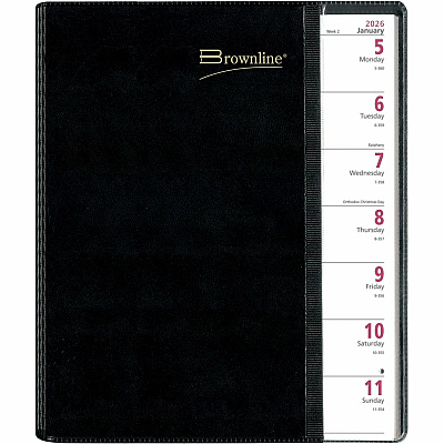 Brownline Pre-Vu Weekly Planner, Transparent Section, English, Black (CB925.BLK) (CB925BLK)