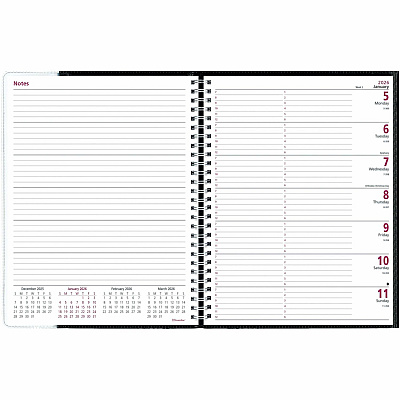 Brownline Pre-Vu Weekly Planner, Transparent Section, English, Black (CB925.BLK) (CB925BLK)