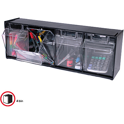 deflecto Tilt Bin Interlocking Multi-Bin Storage Organizer (DEF20404OP)