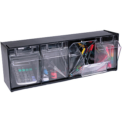 deflecto Tilt Bin Interlocking Multi-Bin Storage Organizer (DEF20404OP)