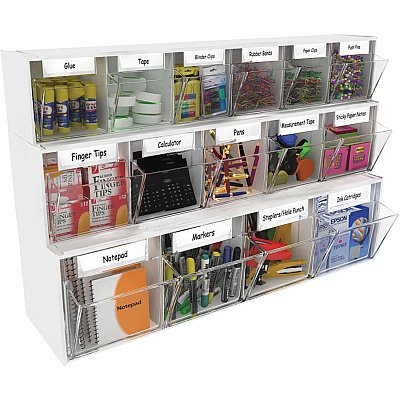 deflecto Tilt Bin Interlocking Multi-Bin Storage Organizer (DEF20503OP)