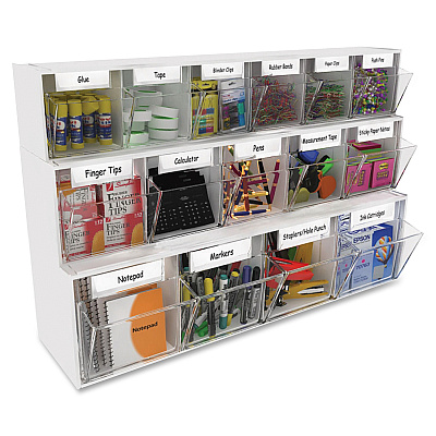 deflecto Tilt Bin Interlocking Multi-Bin Storage Organizer (DEF20603OP)