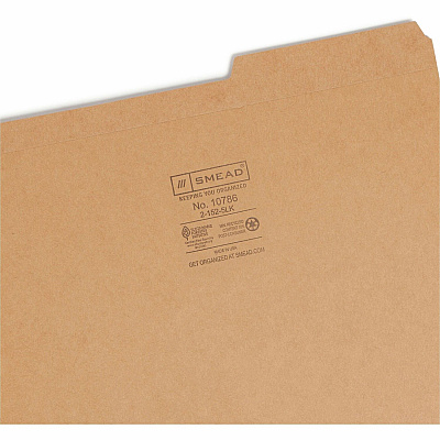 Smead 10786 2/5 Tab Cut Letter Recycled Top Tab File Folder