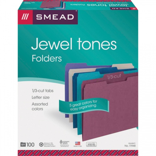 Smead 1/3 Tab Cut Letter Recycled Top Tab File Folder (11948)