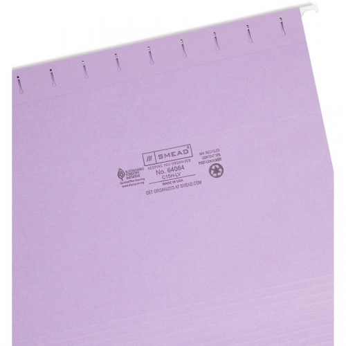Smead Colored 1/5 Tab Cut Letter Recycled Hanging Folder (64064)