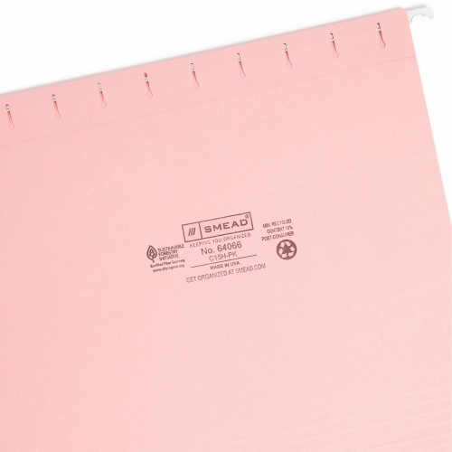 Smead Colored 1/5 Tab Cut Letter Recycled Hanging Folder (64066)