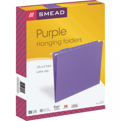 Smead 1/5 Tab Cut Letter Recycled Hanging Folder (64072)